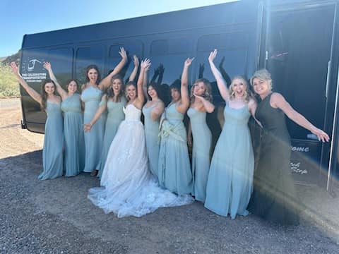 Wedding party bus bridesmaids Tucson Arizona